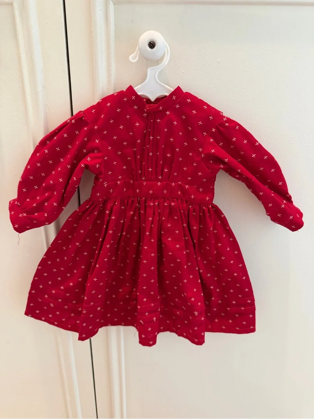 Pleasant Co Kristen School Red Doll Dress with Tiny Cross Print 1990